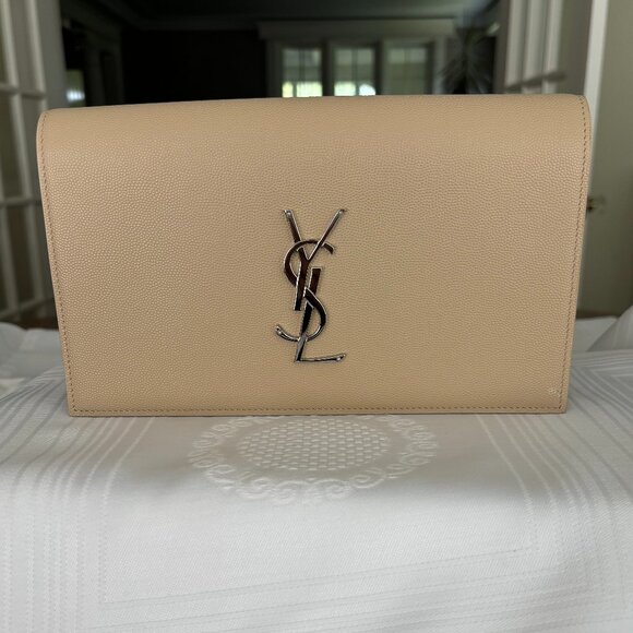 Saint Laurent 'Monogram' Leather Clutch, like new - Picture 1 of 10